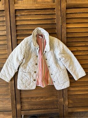 Tommy Hilfiger Light Blue Corduroy Quilted Kids Jacket with Stripe Lining Size 5